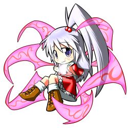  chibi commentary_request female full_body hair_bobbles hair_ornament long_hair multiple_wings r-18_jii shinki_(touhou) smile solo touhou touhou_(pc-98) transparent_background white_hair wings 