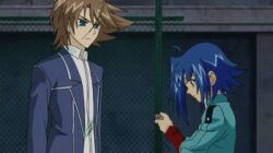  2boys animated animated blue_eyes blue_hair cardfight!!_vanguard cardfight!!_vanguard_(cards) kai_toshiki lowres male male_focus multiple_boys sendou_aichi 