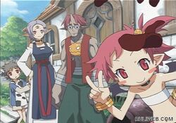  2boys 2girls anime_screenshot demon_boy demon_girl disgaea family glasses hanako_(disgaea) horns lolicon makai_senki_disgaea_2 male_focus mama_(disgaea) multiple_boys multiple_girls papa_(disgaea) pink_eyes pointy_ears red_eyes taro taro_(disgaea) watermark wings 