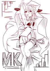  date_(senpen) female gradient hatsune_miku long_hair monochrome solo thighhighs very_long_hair vocaloid zettai_ryouiki 