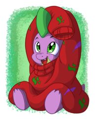  2017 absurd_res clothing dragon fangs friendship_is_magic happy hasbro hi_res latecustomer male my_little_pony mythological_creature mythological_scalie mythology open_mouth open_smile scalie sitting smile solo spike_(mlp) sweater teeth topwear wide_eyed 