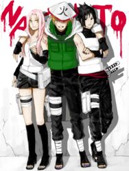  2kk anbu black_hair blonde_hair friends long_hair nail_polish naruto pink_hair sakura_haruno team7 team_7 tegaki uchiha_sasuke uzumaki_naruto 