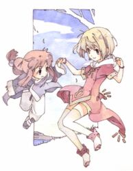  boy dance dancing dochibi female girl horiguchi_yukiko lowres original shiromizakana water_color 