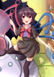  alice_margatroid bad_id bad_pixiv_id black_dress black_hair black_thighhighs blonde_hair blush bow character_doll dress female grey_hair hair_ribbon hairband hole_in_wall houjuu_nue kaima katana konpaku_youmu night open_mouth purple_hair reisen_udongein_inaba ribbon shelf short_hair sky smile solo sword thighhighs touhou ufo weapon zettai_ryouiki 