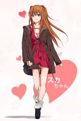  bad_id bad_pixiv_id bag blue_eyes brown_hair casual cross female heart highres illusionk jacket long_hair loose_socks neon_genesis_evangelion orange_hair socks solo souryuu_asuka_langley 