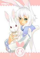  92m albino animal animal_ears bunny female final_fantasy final_fantasy_xiv green_eyes miqo&#039;te pixiv_thumbnail rabbit red_eyes resized tail white_hair y&#039;shtola 