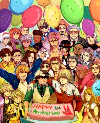  6+boys 6+girls agnes_joubert albert_maverick alexander_lloyds antonio_lopez apollon_secretary bad_id bad_pixiv_id balloon barnaby_brooks_jr. ben_jackson birthday braid braided_bangs cain_morris cake cis_(tiger_&amp;_bunny) confetti edward_keddy everyone food halo huang_baoling ivan_karelin jake_martinez kaburagi_anju kaburagi_kaede kaburagi_muramasa kaburagi_t._kotetsu kaburagi_tomoe karina_lyle keith_goodman kriem legend_(tiger_&amp;_bunny) mole mole_under_each_eye mole_under_eye multiple_boys multiple_girls multiple_moles nathan_seymour pia_(piapb) rotwang saitou_(tiger_&amp;_bunny) samantha_taylor scarf_girl_(tiger_&amp;_bunny) sky_high_(tiger_&amp;_bunny) tiger_&amp;_bunny yuri_petrov 