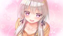  blush close game_cg gradient gray_hair kakegawa_hazuki kiba_satoshi long_hair marmalade purple_eyes ribbons study_&sect;_steady 