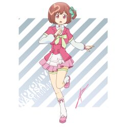  akb0048 armi_(armitage) brown_hair commentary_request female full_body girly_running highres motomiya_nagisa red_eyes ribbon running short_hair solo 