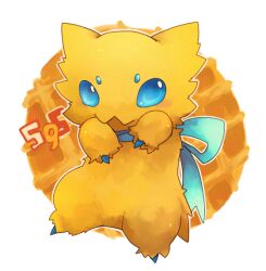  :3 bow clothed_pokemon commentary_request food joltik no_humans pokemon pokemon_(creature) ribbon siho solo standing waffle 