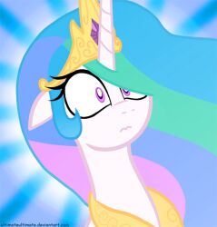  alicorn better_version_at_source crown equid equine female friendship_is_magic hair hasbro headgear horn horse mammal multicolored_hair my_little_pony mythological_creature mythological_equine mythology pony princess_celestia_(mlp) reaction_image shocked simple_background solo surprise ultimateultimate wings 