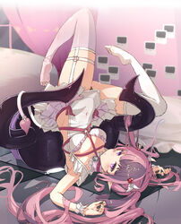  absurdres ahoge bell belt black_hair black_nails black_panties blush bow breasts chest_belt choker covered_navel demon_girl demon_horns demon_tail demon_wings dress female frilled_dress frills full_body garter_straps hair_ornament head_wings heart heart_ahoge heart_hair_ornament highres horns ironmouse ironmouse_(demon_form) jingle_bell large_breasts long_hair looking_at_viewer multicolored_hair nail_polish naretsuro navel panties pantyshot pink_belt pink_choker pink_tail red_bow red_ribbon ribbon solo streaked_hair tail thighhighs twintails underwear virtual_youtuber vshojo white_dress white_horns white_thighhighs wings 