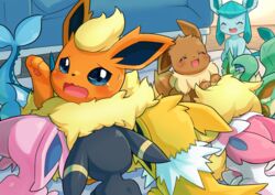  ambiguous_gender black_body black_fur blue_body blue_eyes bodily_fluids brown_body brown_fur canid carpet closed_eyes dog_pile eevee eeveelution espeon evolutionary_family face_in_chest feral fin flareon floor fluffy fluffy_tail fur furniture generation_1_pokemon generation_2_pokemon generation_4_pokemon generation_6_pokemon glaceon group happy hi_res inside jolteon leafeon living_room mammal neck_tuft nintendo nuzzling open_mouth open_smile overwhelmed paws pink_body pink_fur pokemon pokemon_(species) scared smile sofa swarmed sweat sweatdrop sylveon tail tail_fin tears tuft umbreon vaporeon wadorigi white_body white_fur yellow_body yellow_fur 