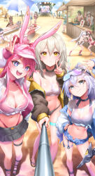  6+boys 6+girls absurdres alternate_costume animal_ears ashveil_(honkai:_star_rail) ass aventurine_(honkai:_star_rail) baseball_bat beach bikini black_bikini black_jacket black_skirt blade_(honkai:_star_rail) blue_eyes blue_jacket breasts character_request chimera_(honkai:_star_rail) chinese_commentary commentary_request concert crop_top denim denim_shorts dual_persona evanescia_(honkai:_star_rail) fox_ears fox_girl fugue_(honkai:_star_rail) gilgamesh_(fate) gilgamesh_(honkai:_star_rail)_(fate) goggles goggles_on_head grey_hair hat highres himeko_(honkai:_star_rail) himeko_(nova)_(honkai:_star_rail) holding holding_baseball_bat honkai:_star_rail honkai_(series) jacket kafka_(honkai:_star_rail) kuchiba_(honkai:_star_rail) large_breasts looking_at_viewer lying march_7th_(honkai:_star_rail) midriff miniskirt multiple_boys multiple_girls navel nihilux_(honkai:_star_rail) on_back on_stomach outdoors pearl_(honkai:_star_rail) pink_bikini pink_hair robin_(honkai:_star_rail) royboy selfie_stick shorts silver_wolf_(honkai:_star_rail) skirt small_breasts sparkle_(honkai:_star_rail) sparxie_(honkai:_star_rail) stelle_(honkai:_star_rail) sunday_(honkai:_star_rail) swimsuit tingyun_(honkai:_star_rail) tohsaka_rin tohsaka_rin_(honkai:_star_rail) trailblazer_(honkai:_star_rail) v welt_yang white_hat yao_guang_(honkai:_star_rail) yellow_eyes 