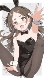  @_@ absurdres animal_ear_hairband animal_ears armpits black_leotard blush bunny_day commentary_request detached_collar embarrassed fake_animal_ears female flustered flying_sweatdrops gakuen_idolmaster hairband highres idolmaster kuramoto_china leotard low_neckline peanut_mouth playboy_bunny rabbit_ear_hairband rabbit_ears rabbit_tail solo strapless strapless_leotard sweat tail teeth upper_teeth_only wazcycgkyr6694 wrist_cuffs 