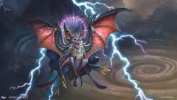  anthro bat cleric clothing electricity female halo hasbro justin_gerard lightning magic:_the_gathering mammal membrane_(anatomy) membranous_wings robe solo storm whirlpool wings wizards_of_the_coast zoraline 