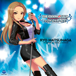  album_cover black_footwear black_jacket black_skirt boots breasts brown_eyes brown_hair character_name cleavage copyright_name cover cropped_jacket cross cross_earrings earrings female floating_hair highres holding holding_microphone idolmaster idolmaster_cinderella_girls jacket jewelry kurogoma leather leather_jacket leather_skirt long_hair looking_at_viewer matsunaga_ryo medium_breasts microphone microphone_stand miniskirt nail_polish necklace official_art open_clothes open_jacket orange_nails pencil_skirt shirt skirt solo standing thigh_boots thighhighs very_long_hair white_shirt zettai_ryouiki 