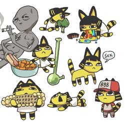  alien alien_humanoid all_fours ambiguous_gender animal_crossing ankha_(animal_crossing) anthro big_bun_burgers black_eyes black_hair black_sclera black_tail bob_cut bodily_fluids bong bottomwear bowl broccoli closed_frown clothed clothing conditional_dnp container corn dialogue domestic_cat doritos dress drugs duo eating egyptian egyptian_clothing english_text felid feline felis female feral food footwear frito-lay frown fur grey_body grey_skin gummuru hair half-closed_eyes hat headgear headwear holding_food holding_object hot_dog humanoid humor kneeling lying mammal marijuana marijuana_blunt markings meme mouth_closed multicolored_clothing multicolored_shirt multicolored_topwear multiple_images nachos narrowed_eyes navel nintendo nipples noseless nude on_front open_mouth pants plant raised_tail red_clothing red_footwear red_hat red_headwear red_shirt red_shoes red_topwear roswell_grey shirt shoes short_hair simple_background sitting smoke speech_bubble standing striped_markings striped_tail stripes tail tail_markings technicolor_yawn text topwear two_tone_clothing two_tone_hat two_tone_shirt two_tone_tail two_tone_topwear usekh vegetable vomit vomiting white_background white_clothing white_dress white_eyes white_hat white_headwear white_shirt white_topwear yellow_body yellow_fur yellow_inner_ear yellow_tail 