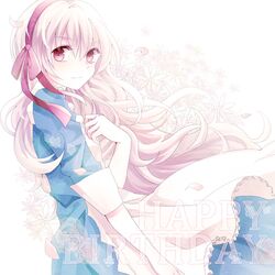  blonde_hair commentary_request dress female kagerou_project kozakura_marry long_hair noru_(lila2) red_eyes solo 