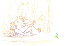  2017 absurd_res accessory anthro canid canine clothed clothing disney duo female floral flower flower_accessory flower_garland flower_hair_accessory flower_on_head fox garland guitar hair_accessory hi_res ittybittykittytittys kris_(zootopia) lei male mammal musical_instrument mustelid nick_wilde open_mouth open_smile otter plant playing_guitar playing_music plucked_string_instrument red_fox simple_background sitting size_difference smile string_instrument true_fox white_background zootopia 