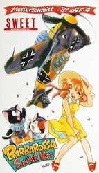  aircraft airplane balkenkreuz bf_109 blue_eyes box_art cross drooling feline female fujita_yukihisa hand_on_headwear hat hat_tug highres iron_cross logo lucky_(sweet) military military_uniform model_kit nasa-chan non-web_source one_eye_closed red_hair retro_artstyle short_hair signature skirt skirt_tug smile swastika sweet_aviation_model_div. twintails uniform vehicle_focus waving wind wind_lift world_war_ii 