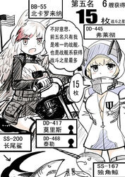  2girls american_flag blonde_hair chinese_commentary chinese_text commentary_request fletcher_(warship_girls_r) hood hooded_jacket jacket long_hair motor_vehicle motorcycle multicolored_hair multiple_girls narwhal north_carolina_(warship_girls_r) red_hair shark short_hair translated two-tone_hair warship_girls_r white_hair y.ssanoha 