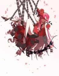  absurdres baobhan_sith_(celebratory_attire)_(fate) baobhan_sith_(fate) bow chinese_commentary commentary_request dress fate/grand_order fate_(series) female fetch_failnaught_(fate) flower full_body grey_eyes hair_bun hair_flower hair_ornament high_heels highres looking_at_viewer pink_hair pointy_ears red_dress red_flower solo ydczb 