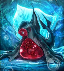  air_bubble animal_focus bleeding blood brain bubble cave commentary_request debbie_kimm headless headless_ichthys highres limbus_company no_humans project_moon shark sunlight underwater 