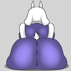  absurd_res anthro ass big_butt boss_monster_(undertale) bovid butt_focus caprine clothed clothing digital_media_(artwork) female fur goat hi_res horn jonathefur20 looking_back mammal simple_background solo toriel undertale undertale_(series) white_body 