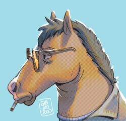  2020 anthro bojack_horseman bojack_horseman_(character) cigarette clothing equid equine eyewear gabirotcho glasses horse jacket male mammal mane netflix signature smoking sunglasses topwear 