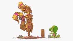  16:9 2020 anthro biped bucket clothing container digital_media_(artwork) diives dragon dress female graffiti green_body green_ears green_hair green_scales green_tail hair hi_res horn kneeling lajiao_(diives) lolicon long_hair long_tail mythological_creature mythological_scalie mythology ponytail red_eyes reptile scales scalie sculpture side_view simple_background solo statue tail thick_tail vandalism white_background widescreen xingzuo_temple yellow_horn young young_anthro 