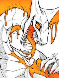  2023 ambiguous_gender claws digital_media_(artwork) dragon fefairy glowing glowing_tongue long_tongue mythological_creature mythological_scalie mythology open_mouth orange_eyes reptile scalie snake solo teeth tongue viper 