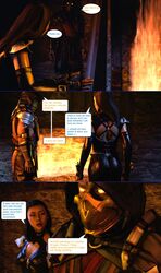  1boy 1boy1girl 1girls 3d comic conversation fire kitana mortal_kombat mortal_kombat_11 night scorpion_(mortal_kombat) smokescreen117 speech_bubble unseen_male_face 