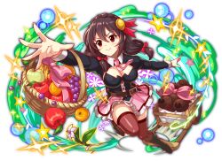  anime_coloring apple artist_request banana basket belt belt_buckle bow braid breasts brown_bag brown_belt brown_hair brown_trim buckle buttons cleavage_cutout closed_mouth clothing_cutout collar collared_shirt crash_fever crown_braid dot_nose eyelashes female fingernails flower flower_(symbol) food fruit fruit_basket full_body game_cg gradient_hair grapes green_apple hair_between_eyes hairbow juliet_sleeves kono_subarashii_sekai_ni_shukufuku_wo! large_breasts leaf leg_up light_blush lily_(flower) long_hair long_sleeves low-tied_long_hair miniskirt multicolored_hair necktie number_print numbered official_art orange_(fruit) outline outstretched_arms parted_lips pink_bow pink_necktie pink_skirt print_footwear puffy_sleeves red_apple red_bow red_eyes red_outline sack shirt sidelocks simple_background skirt sleeve_cuffs smile solo sparkle spread_arms square square_print star_(symbol) strawberry tachi-e third-party_source transparent_background v-shaped_eyebrows wagon wagon_wheel white_collar white_flower white_lily white_sleeve_cuffs white_trim yunyun_(konosuba) 