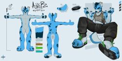  2024 2:1 4_fingers absurd_res ankorthewolf anthro athletic athletic_anthro athletic_male biped blue_body blue_fur countershade_fur countershading fingers fur green_eyes hi_res hyena looking_at_viewer male mammal model_sheet solo spotted_hyena white_body white_countershading white_fur 