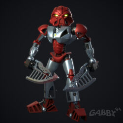  3d_(artwork) ambiguous_gender armor better_version_at_paywall biomechanical bionicle blender_(artwork) digital_media_(artwork) gabby94 glowing glowing_eyes gradient_background green_eyes hi_res humanoid lego looking_at_viewer machine mask melee_weapon not_furry red_body robot robot_humanoid silver_body simple_background solo sword tahu toa weapon 