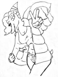  3:4 absurd_res anthro breasts cavemanon_studios clothed clothing dinosaur extinct female gesture goodbye_volcano_high gun half_shaved_head hand_gesture handgun hi_res looking_at_viewer medium_breasts monochrome naser_(gvh) nasera one_eye_closed orange_eyes pistol prehistoric_species pterodactylus pterosaur ranged_weapon reptile rule_63 scalie simple_background snoot_game solo traditional_media_(artwork) unknown_artist v_sign weapon white_background wink winking_at_viewer 