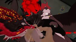  3d anthro anthro_only black_beak black_fur fur furry furry_only gryphon red_markings rexouium tagme thatonegryphon twitter vr_media vrchat vrchat_avatar 