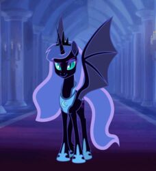  alicorn animated bat_pony candle corrupted crown cutie_mark ears_up equid equine female feral flowing_hair flowing_tail friendship_is_magic hair hallway hasbro headgear horn inside laugh lionheartcartoon mammal my_little_pony mythological_creature mythological_equine mythology nightmare_moon_(mlp) nod open_mouth short_playtime solo spread_wings standing tongue wings 