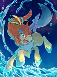  better_version_at_source equid equine generation_5_pokemon keldeo keldeo_(resolute_form) legendary_pokemon mammal night nintendo pokemon pokemon_(species) pose seiryuuden solo space water 