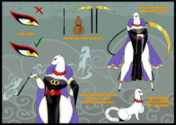  absurd_res alternate_form amber_eyes angry anklet anthro asian_mythology beaded_jewelry beaded_necklace beads belt big_breasts biped black_body black_border black_clothing black_dress black_fur border bracelet breasts check_mark clothing crossed_arms crovirus curvy_figure dipstick_ears dipstick_tail dress ear_markings ear_piercing ear_ring east_asian_mythology english_text eye_reflection eyeshadow facial_markings female feral footwear forehead_markings fur glistening glistening_eyes gourd hand_on_hip head_markings hi_res high_heels japanese_mythology jewelry kamaitachi keiko_tachibana lipstick long_neck looking_at_viewer makeup mammal markings melee_weapon model_sheet multicolored_body multicolored_ears multicolored_fur multicolored_tail multiple_forms mustelid mythology necklace piercing polearm pumps quadruped red_lipstick red_markings reflection ring_piercing sash scythe shoes sickle smoke smoke_from_mouth smoking_pipe solo tail tail_markings text two_tone_ears two_tone_tail voluptuous weapon white_body white_fur wide_hips yellow_eyes yokai 