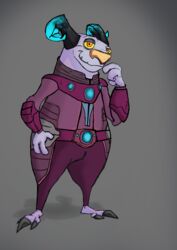  2021 3_fingers 3_toes alien anthro claws clothing digital_drawing_(artwork) digital_media_(artwork) fan_character feet fingers fongoid_(ratchet_and_clank) hi_res horn humanoid insomniac_games looking_at_viewer male puffy_the_destroyer purple_body purple_clothing purple_skin ratchet_and_clank slightly_chubby smile smiling_at_viewer smirk solo sony_corporation sony_interactive_entertainment toe_claws toes 