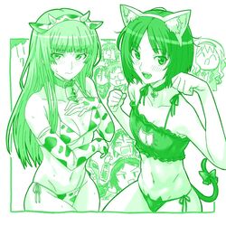  6+girls :d :o ^_^ amagami animal_ear_hairband animal_ears animal_print arm_under_breasts bare_shoulders bell bikini blunt_bangs blush bob_cut bottle bow bra breasts cat_cutout cat_ear_panties cat_ears cat_girl cat_print cat_tail chibi chibi_inset cleavage closed_eyes clothing_cutout collarbone commentary cow_ears cow_girl cow_print cow_print_bikini cow_print_gloves cowbell cowboy_shot drink drunk elbow_gloves embarrassed fake_animal_ears frilled_bra frills glasses gloves green_theme groin hairband hand_on_own_chest hands_up hiba_manaka holding holding_bottle holding_drink jingle_bell jitome kamizaki_risa kenchi kurosawa_noriko long_hair looking_at_viewer messy_hair midriff monochrome morishima_haruka multiple_girls nanasaki_ai navel neck_bell opaque_glasses open_mouth outside_border panties paw_pose print_bikini print_gloves print_panties sakurai_rihoko short_hair small_breasts smile sweat swimsuit tail tail_bow tail_ornament underwear upturned_eyes v-shaped_eyebrows wavy_hair wavy_mouth yuzuki_ruriko 