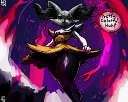  5:4 anthro aph_(artist) black_mold braixen colorful_background colorful_theme female generation_6_pokemon hallucination mold nintendo pokemon pokemon_(species) solo speech_bubble text 