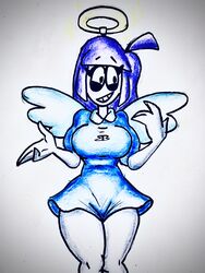  angel angel_costume angel_wings big_breasts big_thighs clothed clothing female female_only jevans lila_(spooky_month) milf mother purple_hair skirt spooky_month sr_pelo white_skin 