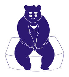  2011 anthro bear belly biped kemono kick_(artist) male mammal overweight overweight_anthro overweight_male simple_background sitting solo white_background 