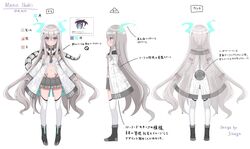  bow bowtie collared_shirt detached_sleeves dragon_girl female flat_chest grey_hair highleg highleg_panties highres holographic_horns horns ibuki_meno long_hair long_sleeves mechanical_tail midriff multiple_views navel necktie official_art panties pleated_skirt prism_project purple_eyes reference_sheet second-party_source shirt siragagaga skirt sleeveless sleeveless_jacket tail thighhighs underwear virtual_youtuber 