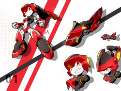  bingshan clenched_hands clenched_teeth female looking_ahead looking_down magic_henshin motor_vehicle motorcycle multiple_views official_art photoshop_(medium) red_eyes robot scarlet_sonic teeth 