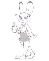  2018 absurd_res anthro bottomwear clothed clothing container cup digital_media_(artwork) dipstick_ears disney ear_markings female fully_clothed fur furgonomics hi_res holding_container holding_cup holding_object judy_hopps lagomorph leporid mammal multicolored_ears open_mouth open_smile rabbit scut_tail short_tail simple_background skirt smile solo straw_(disambiguation) swetpot tail tail_through_skirt unavailable_at_source white_background zootopia 