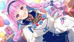  :d ahoge animal_ear_fluff animal_ears ballot blue_bow blue_choker blue_flower blue_hair blue_hairband blue_ribbon blue_rose blue_sailor_collar blurry blurry_background blush bow box braid cake cat_ears cat_girl cat_tail choker commentary_request darjeeling_(reley) dutch_angle extra_ears female flower food frilled_sailor_collar frills fruit gift gift_box hairband hairbow happy_birthday holding holding_plate hololive indoors jacket long_hair long_sleeves minato_aqua minato_aqua_(sailor) multicolored_hair official_alternate_costume open_clothes open_jacket pink_eyes pink_hair plate ribbon ribbon_choker rose sailor_collar smile solo strawberry tail tail_ornament tail_ribbon twin_braids twintails two-tone_hair virtual_youtuber white_jacket 